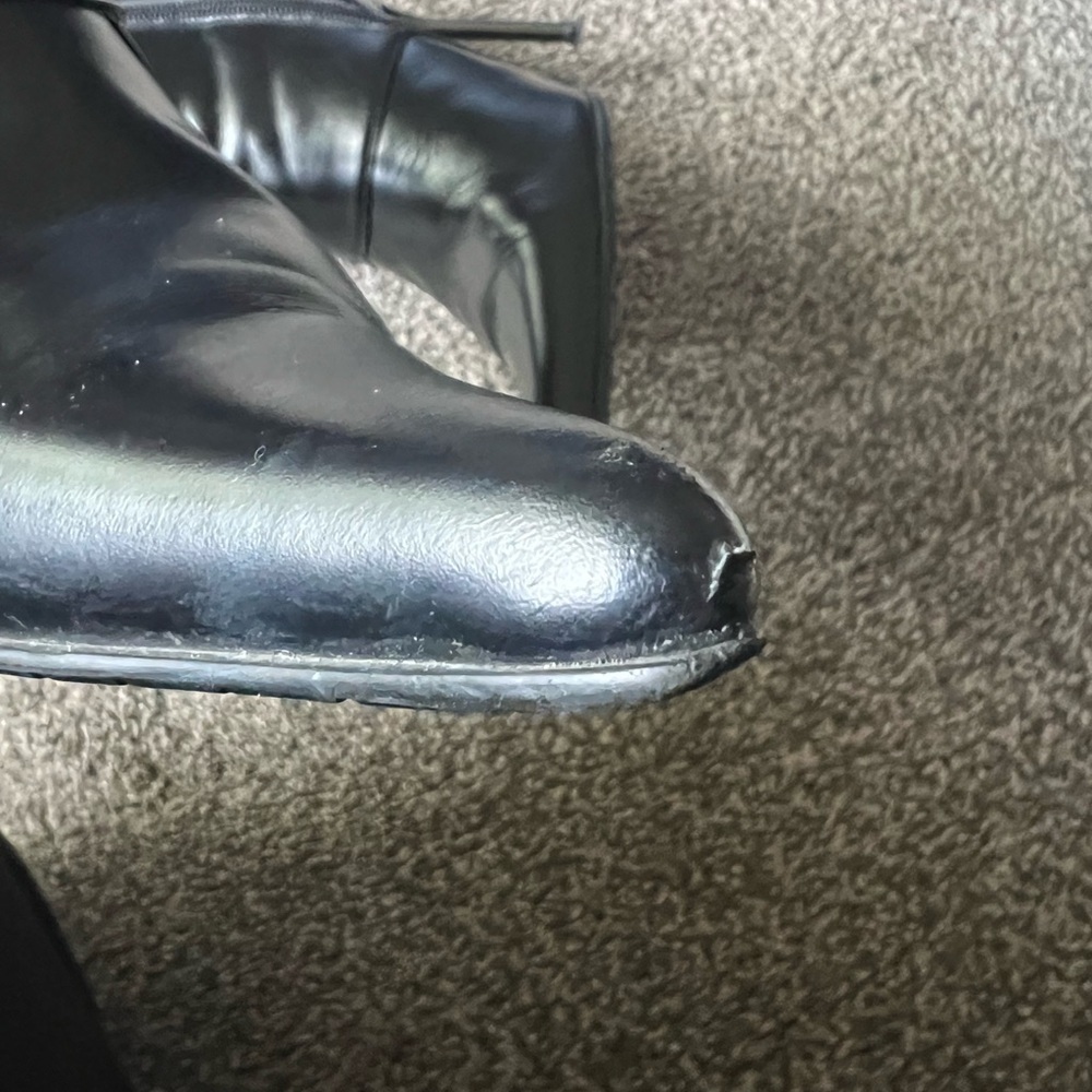 Bruno Cantini Black Leather Narrow Point Zip-up Booties 2 Crystal Accents - 35 - Picture 10 of 11